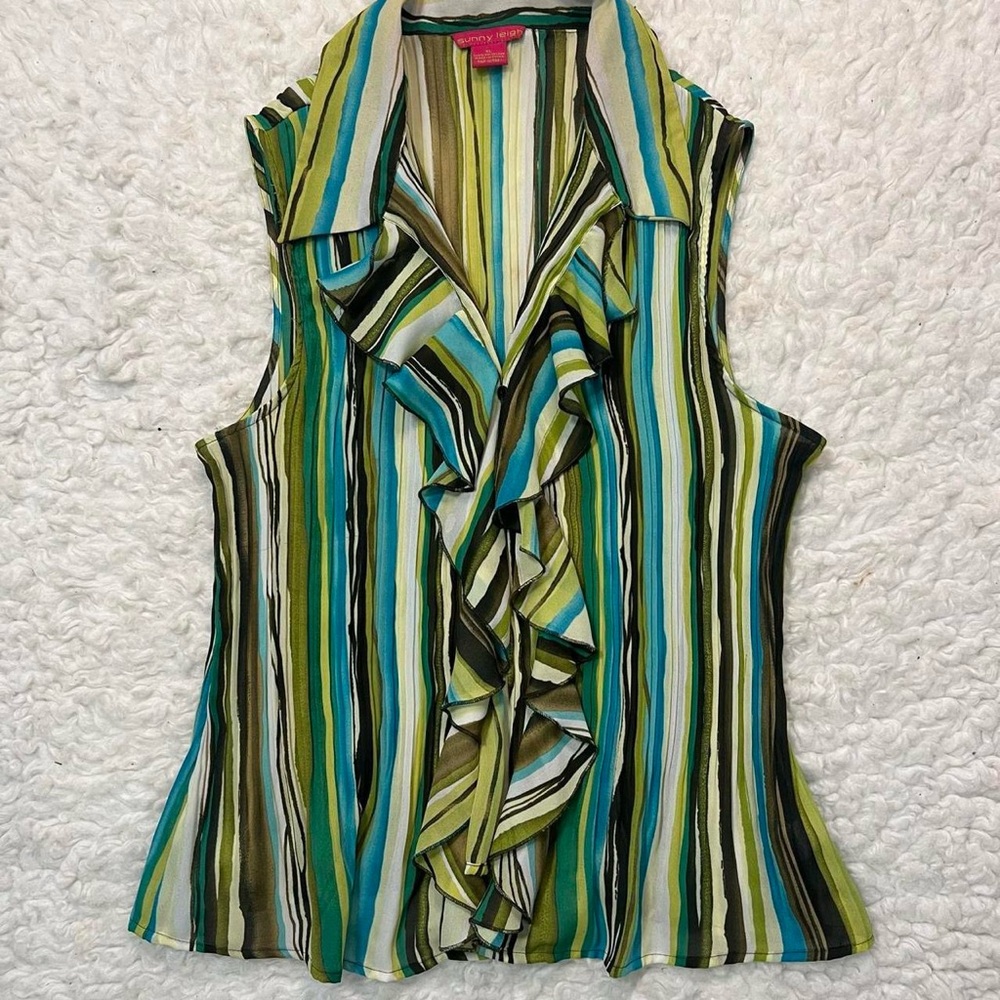 Sunny Leigh Multicolor Striped Ruffle Blouse